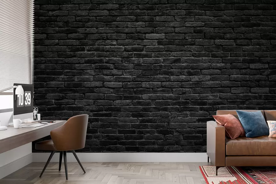carta da parati Carta da parati in mattoni neri nr. u53027