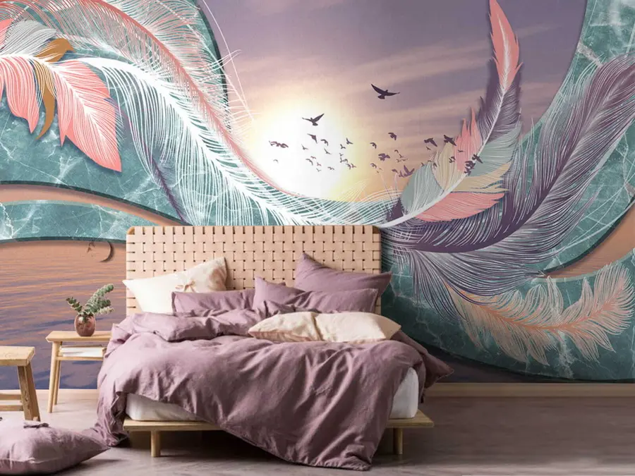 carta da parati Piume in mare al tramonto nr. u59821