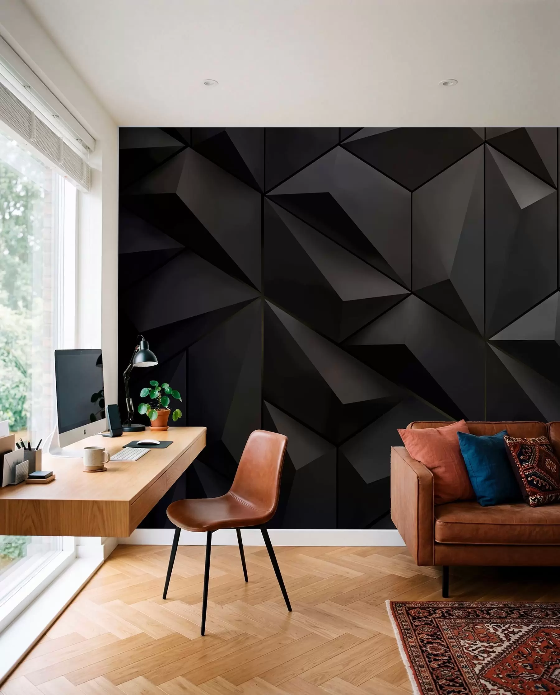 Carta da parati  Forme geometriche 3D Sfaccettature nere