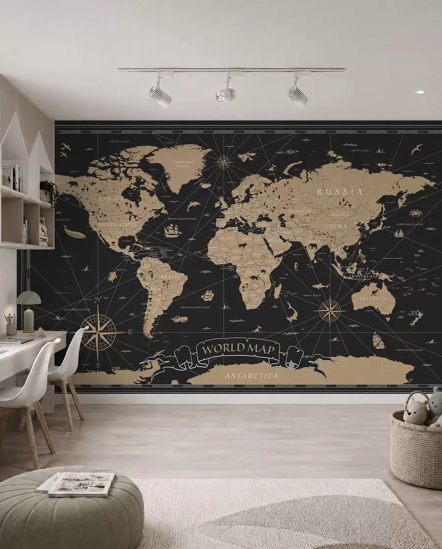carta da parati Mappa del mondo al buio nr. u50401