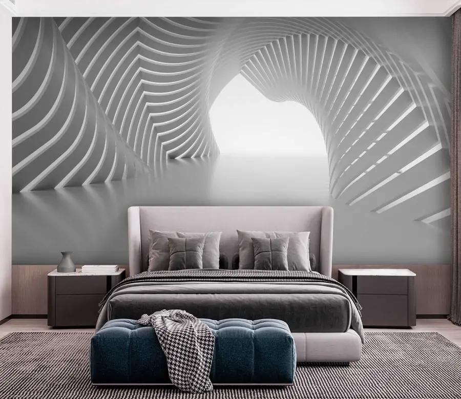 Carta da parati che aumenta lo spazio Tunnel bianco