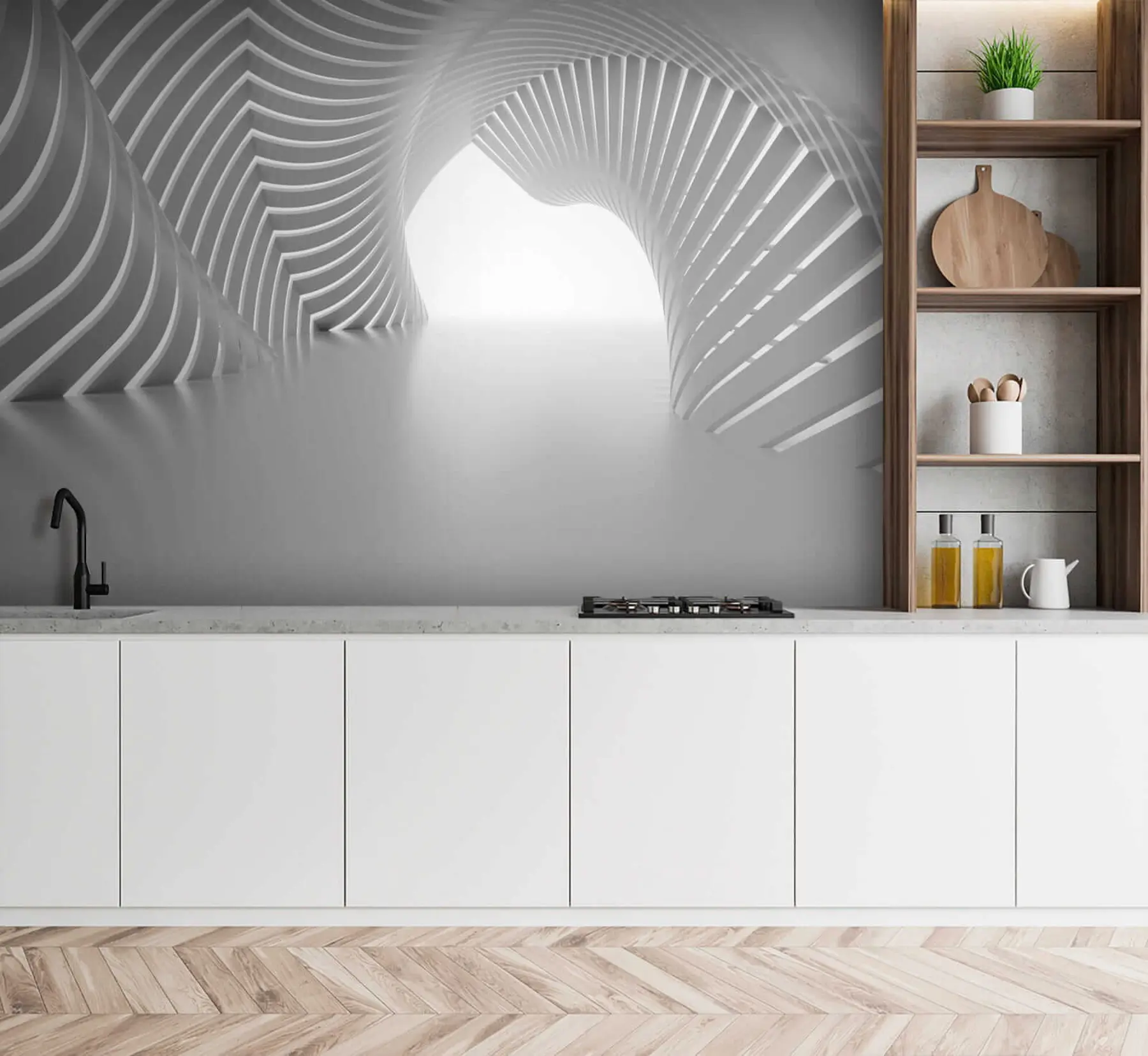 Carta da parati che aumenta lo spazio Tunnel bianco