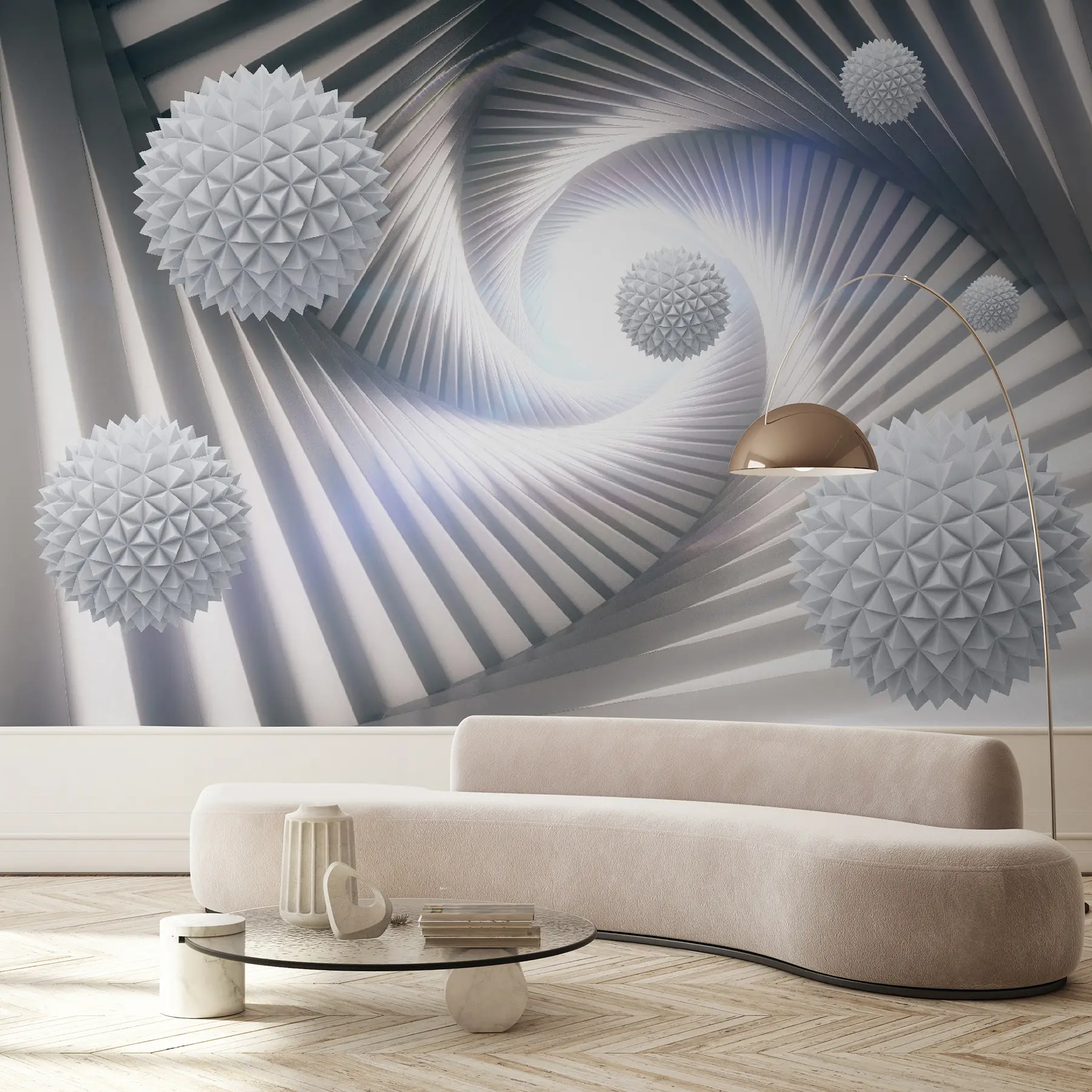 Carta da parati 3D Tunnel 3D e sfere 