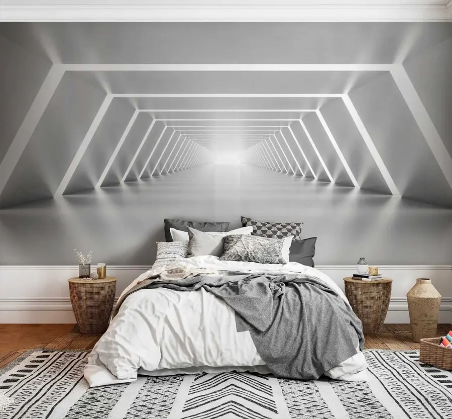 Carta da parati che aumenta lo spazio Tunnel grigio