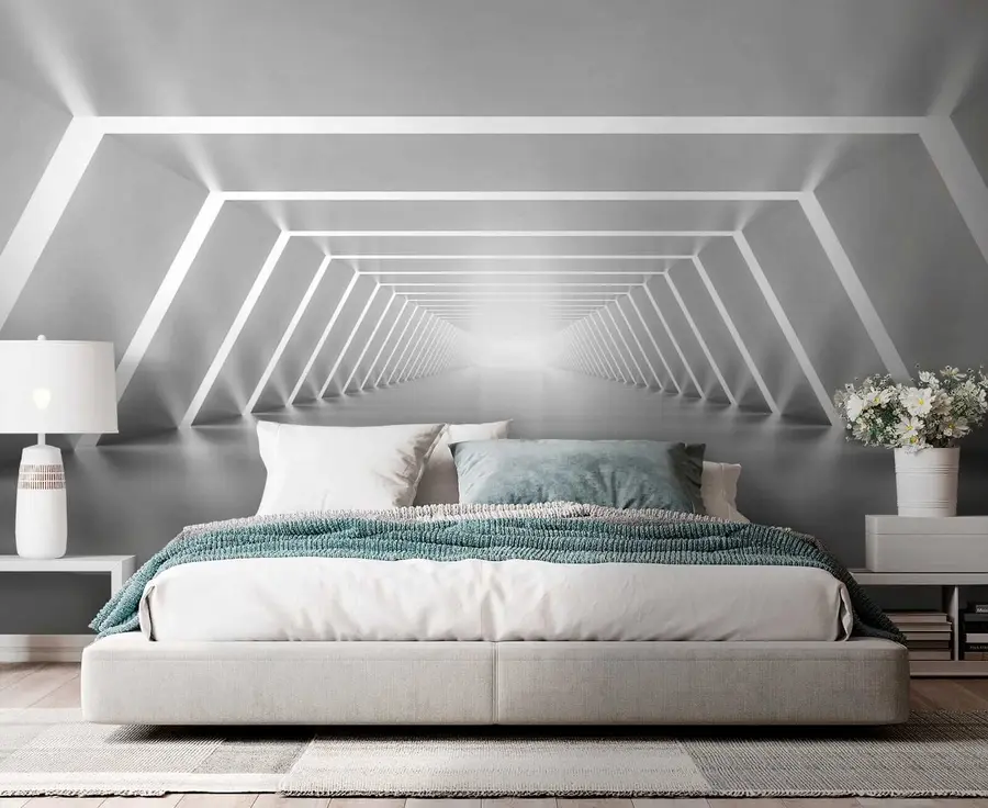 Carta da parati che aumenta lo spazio Tunnel grigio