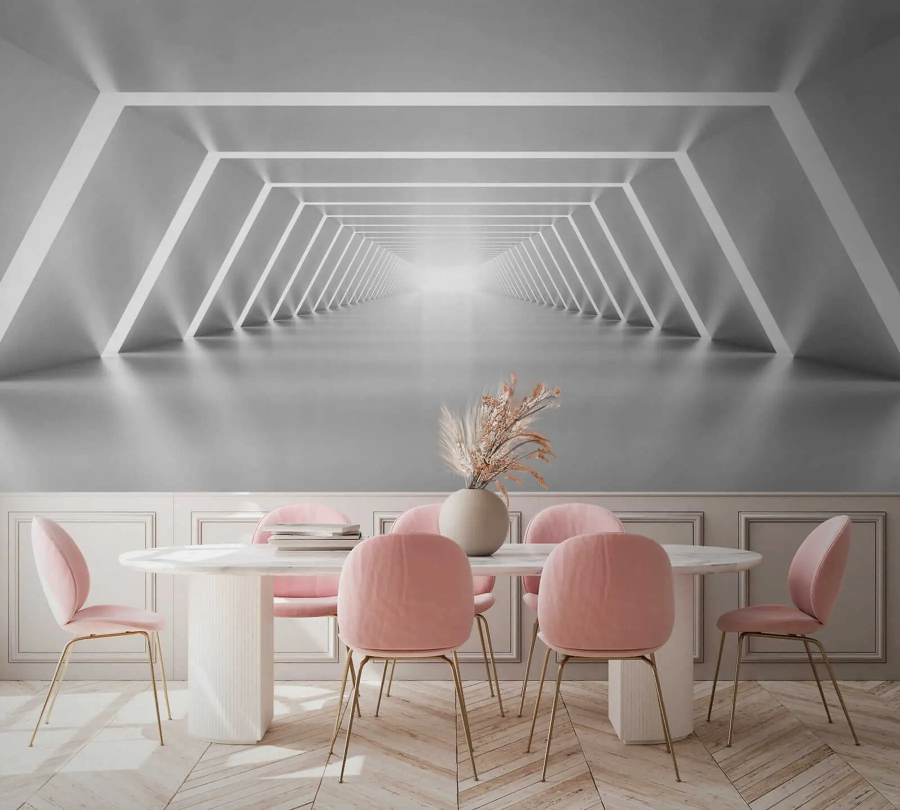 Carta da parati che aumenta lo spazio Tunnel grigio