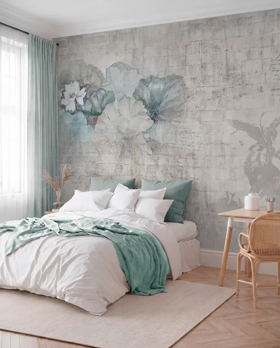 carta da parati Fiori e caccia in stile grunge nr. u04724