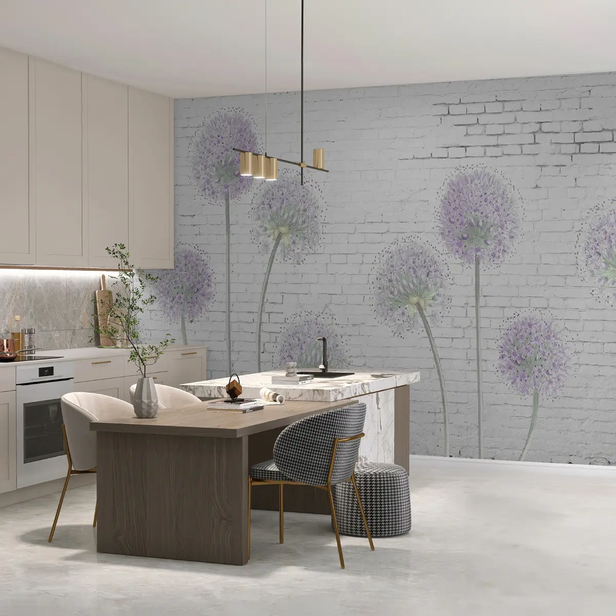 carta da parati Denti di leone sullo sfondo di un muro di mattoni nr. u05372