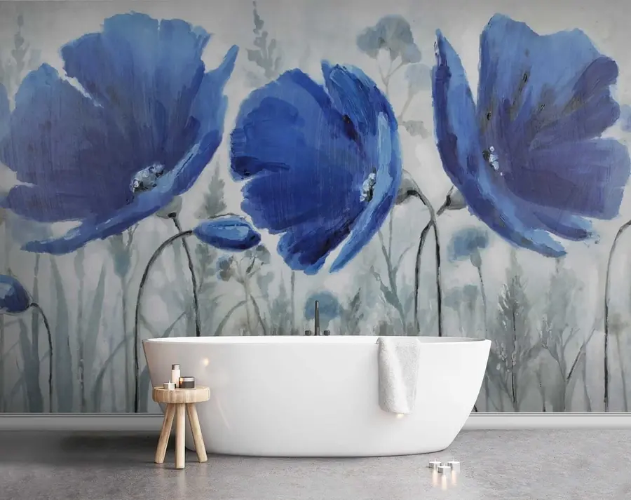 Carta da parati Fiori grandi Fiori blu n. u07033