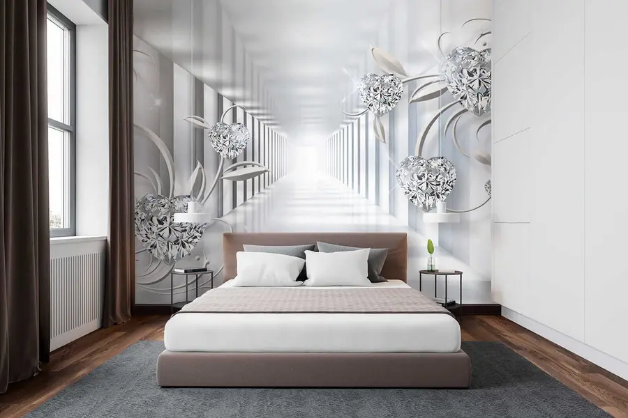 Carta da parati 3D Cuori di diamante nel tunnel 