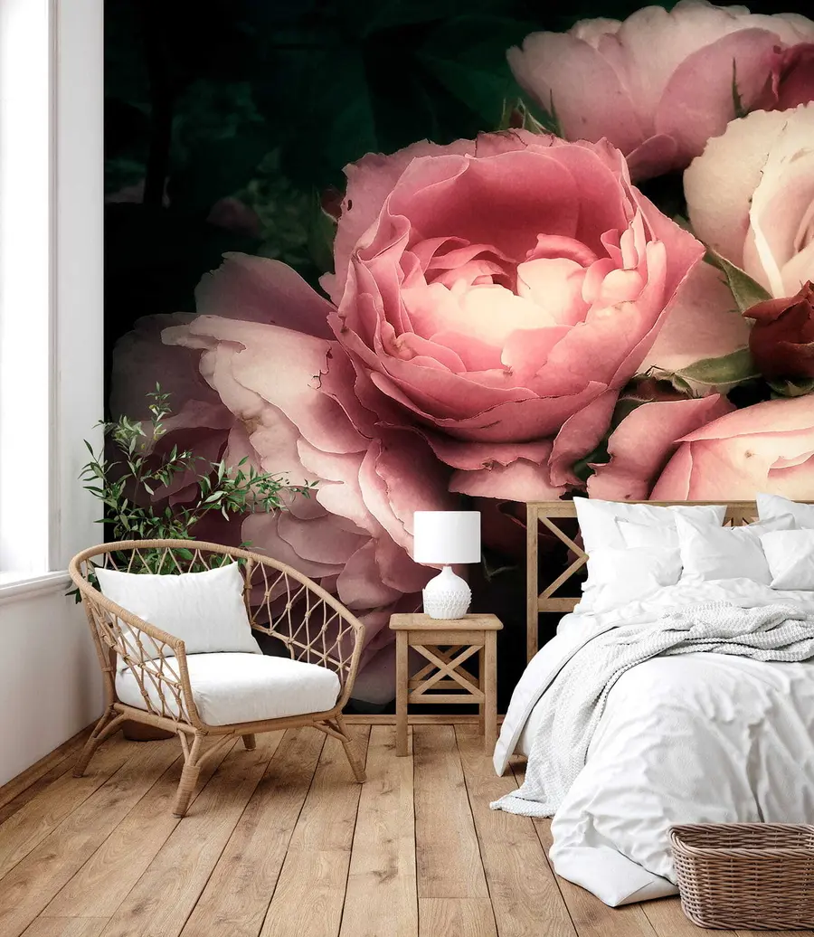 Carta da parati con rose Delicate peonie rosa n. u08062