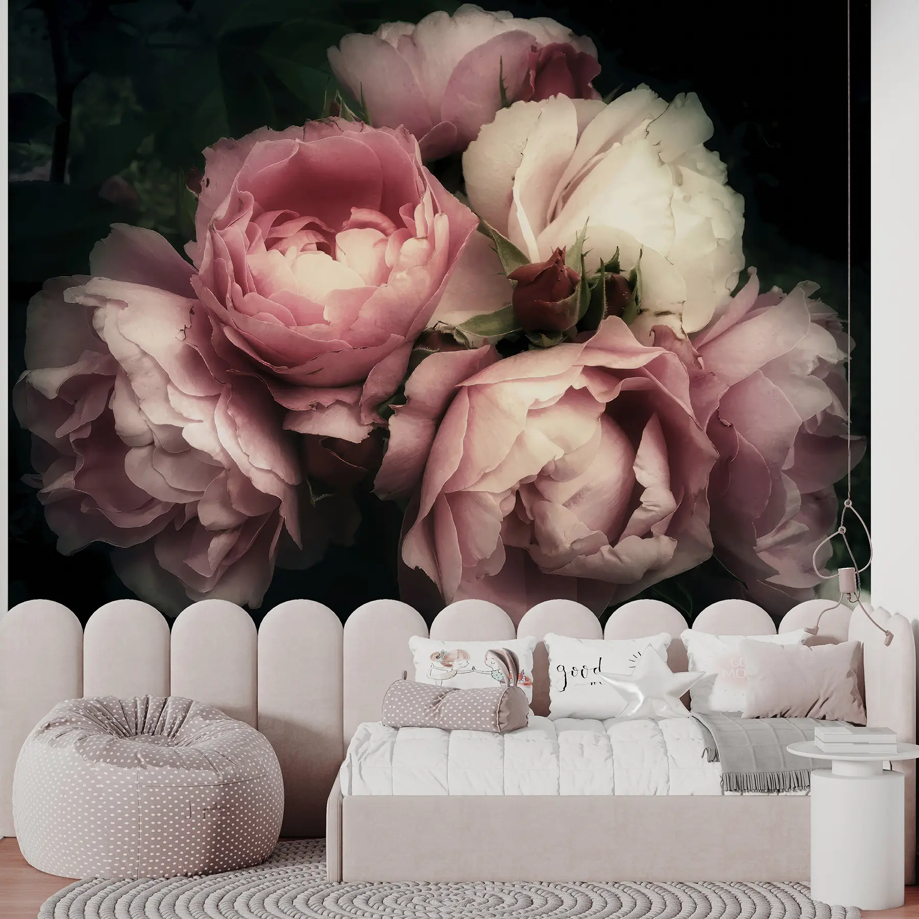 Carta da parati con rose Delicate peonie rosa n. u08062