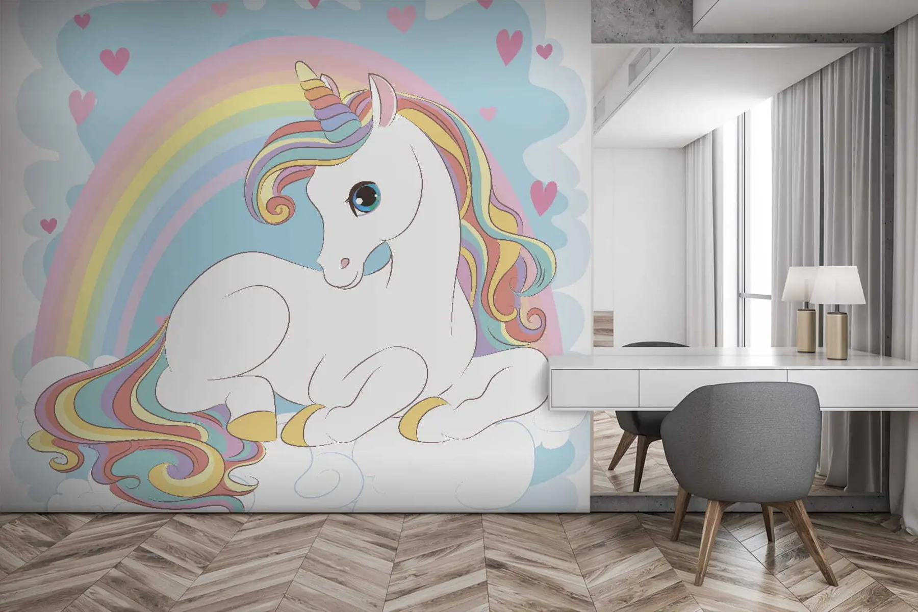carta da parati Unicorno su una nuvola nr. u10971