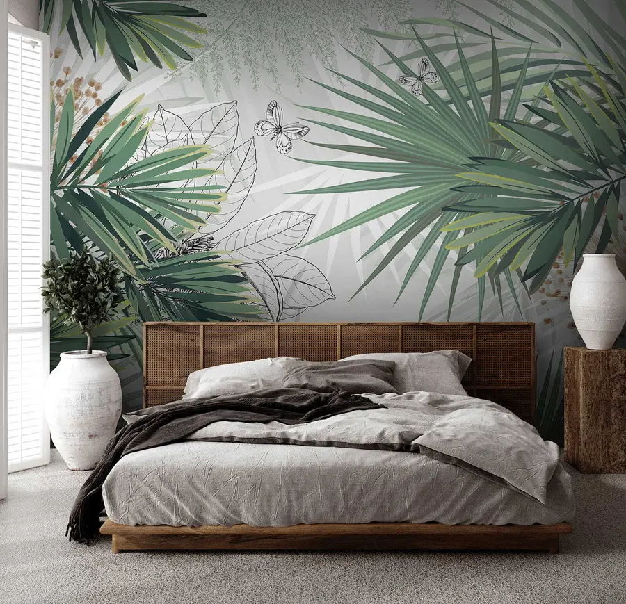 carta da parati Rami verdi di palme nr. u12819