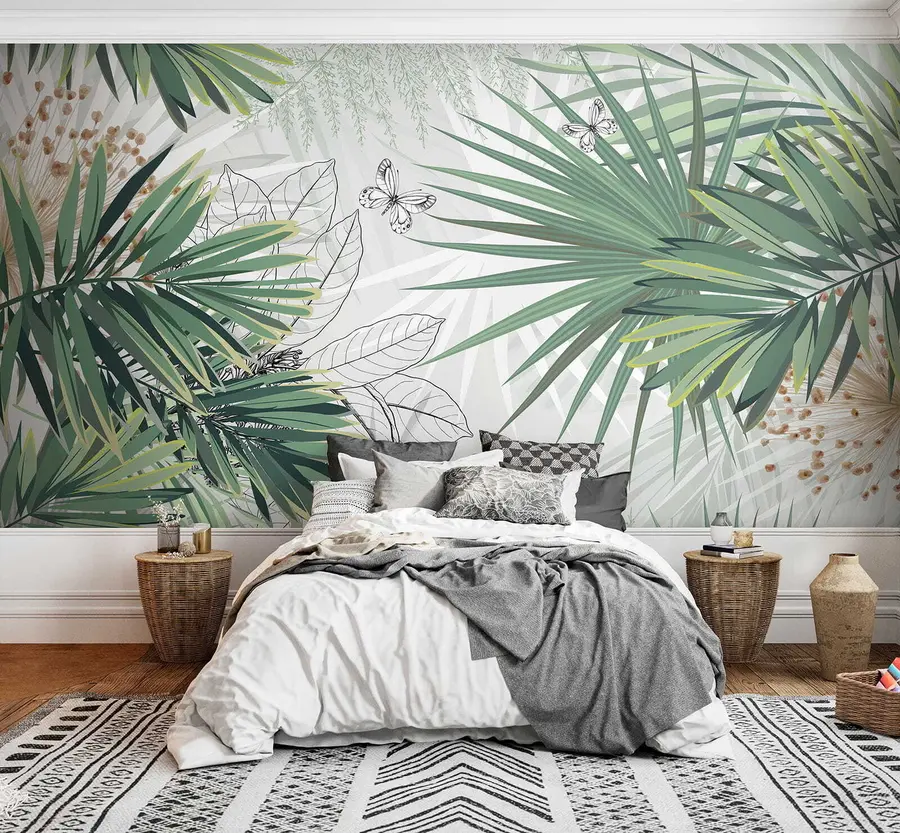 carta da parati Rami verdi di palme nr. u12819