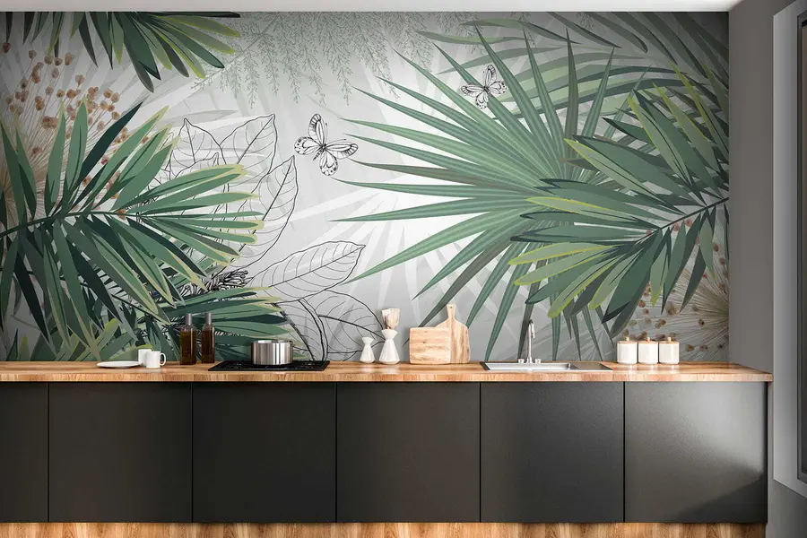 carta da parati Rami verdi di palme nr. u12819
