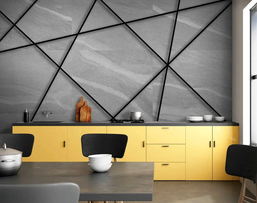 carta da parati Marmo grigio e righe nere nr. u16341