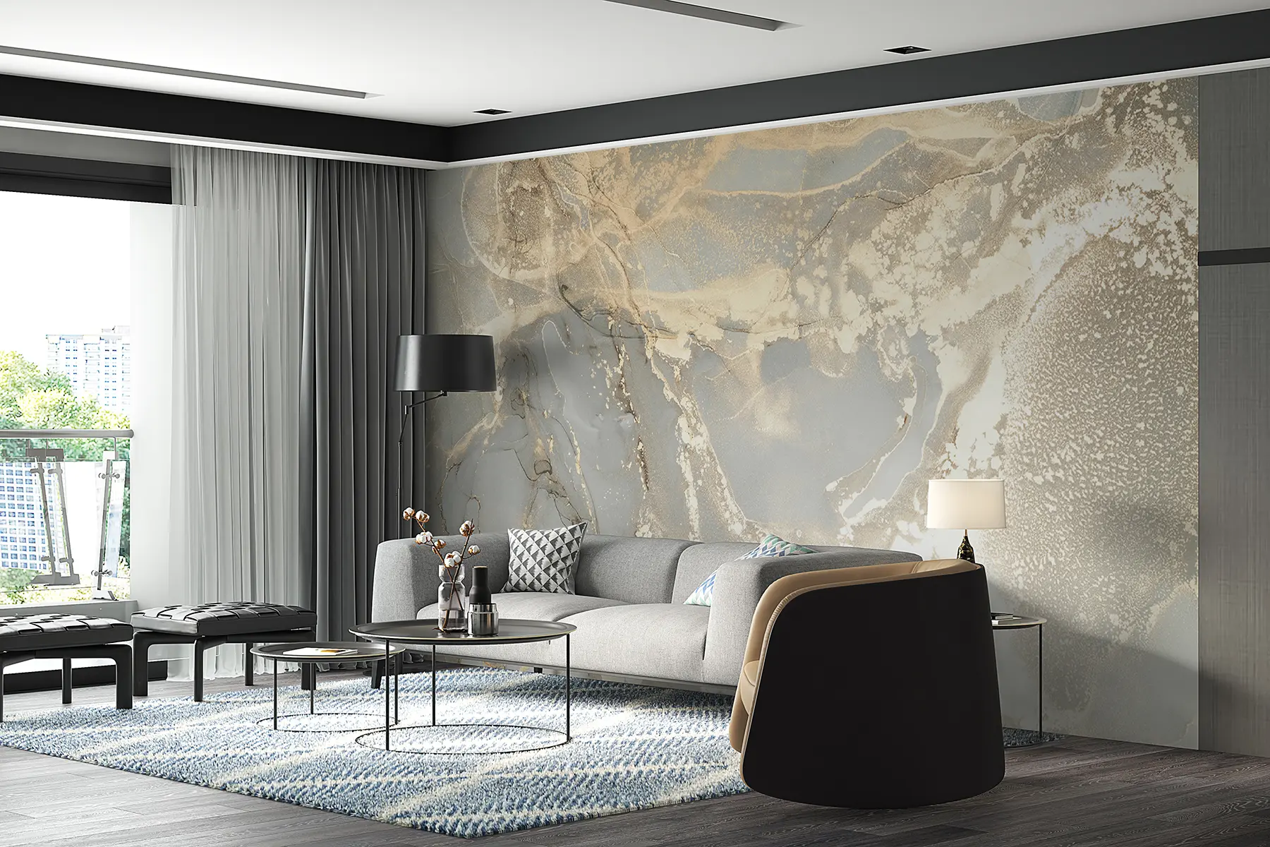 carta da parati Marmo grigio e giallo nr. u17492