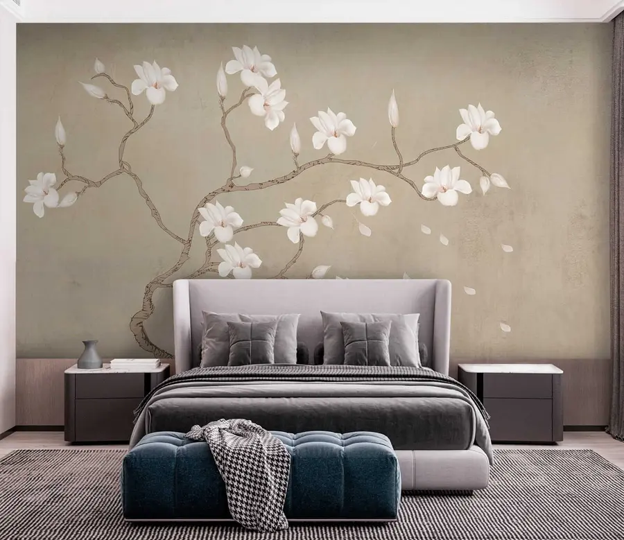 Carta da parati Floreale L'albero in fiore della magnolia n. u17493