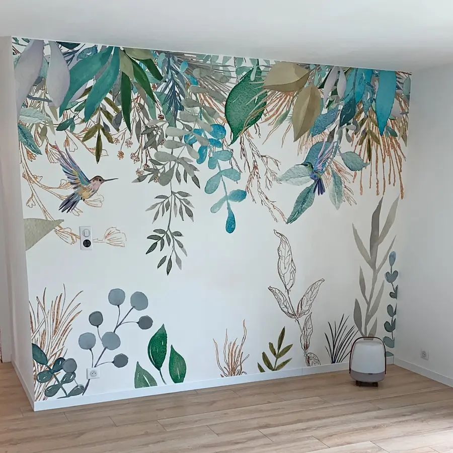 carta da parati Piante esotiche e colibrì nr. u17579