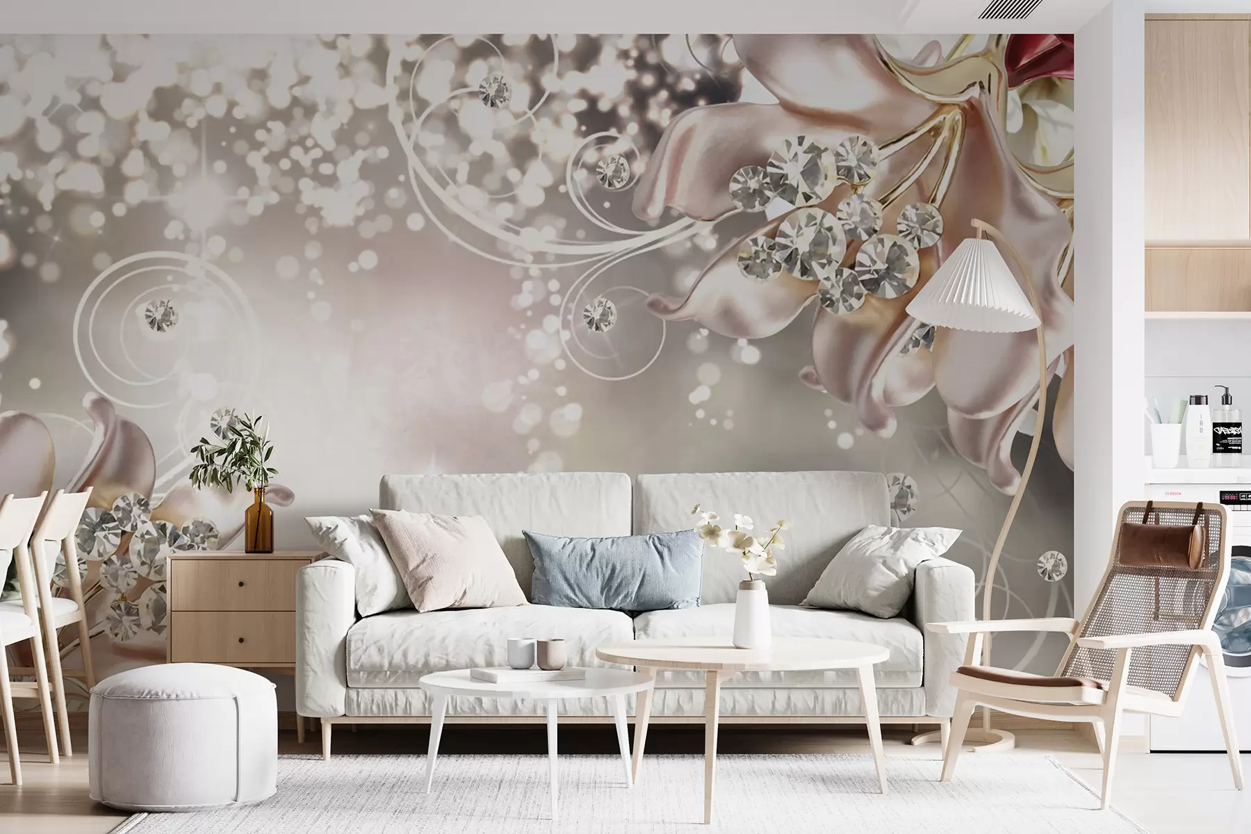 carta da parati Fiori e cristalli in porcellana nr. u17739