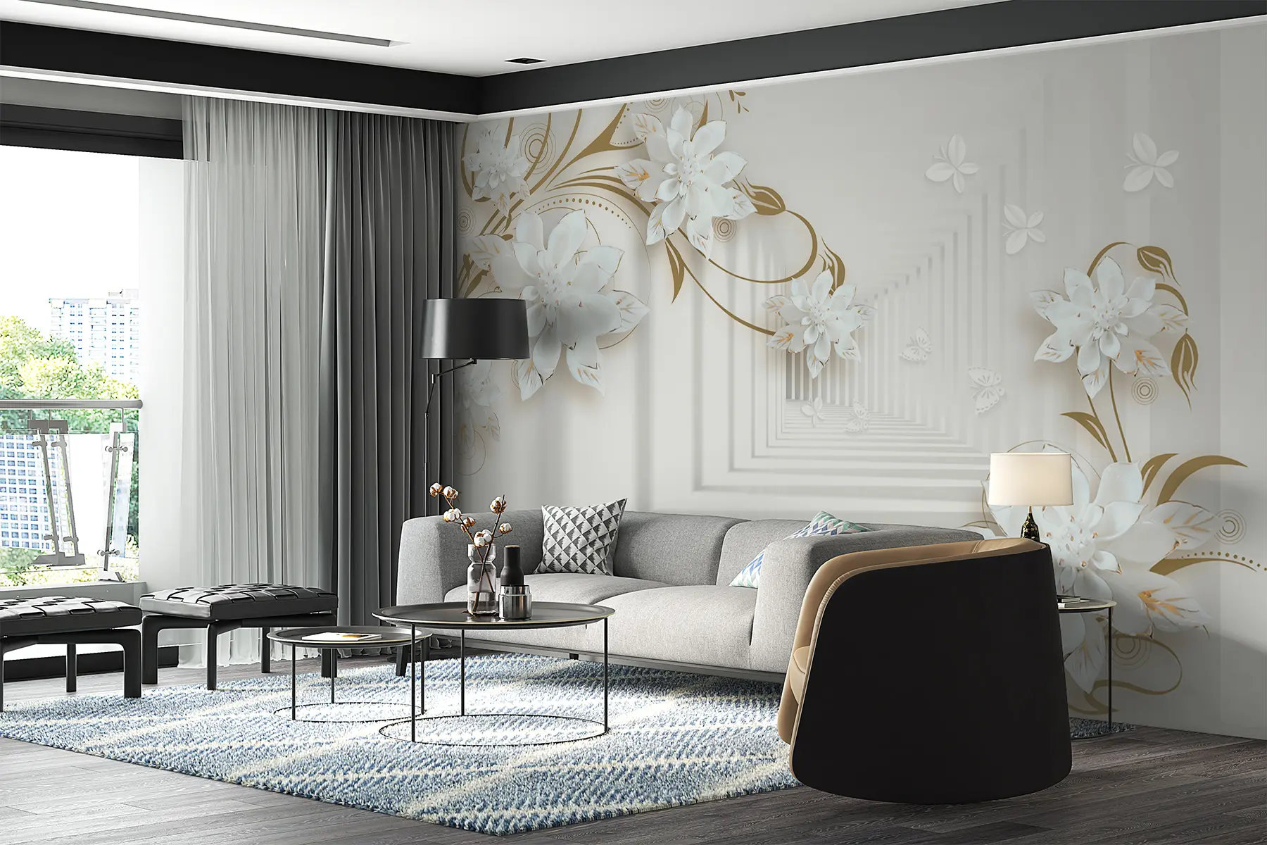 Carta da parati 3D Fiori Fiori nel tunnel n. u21861