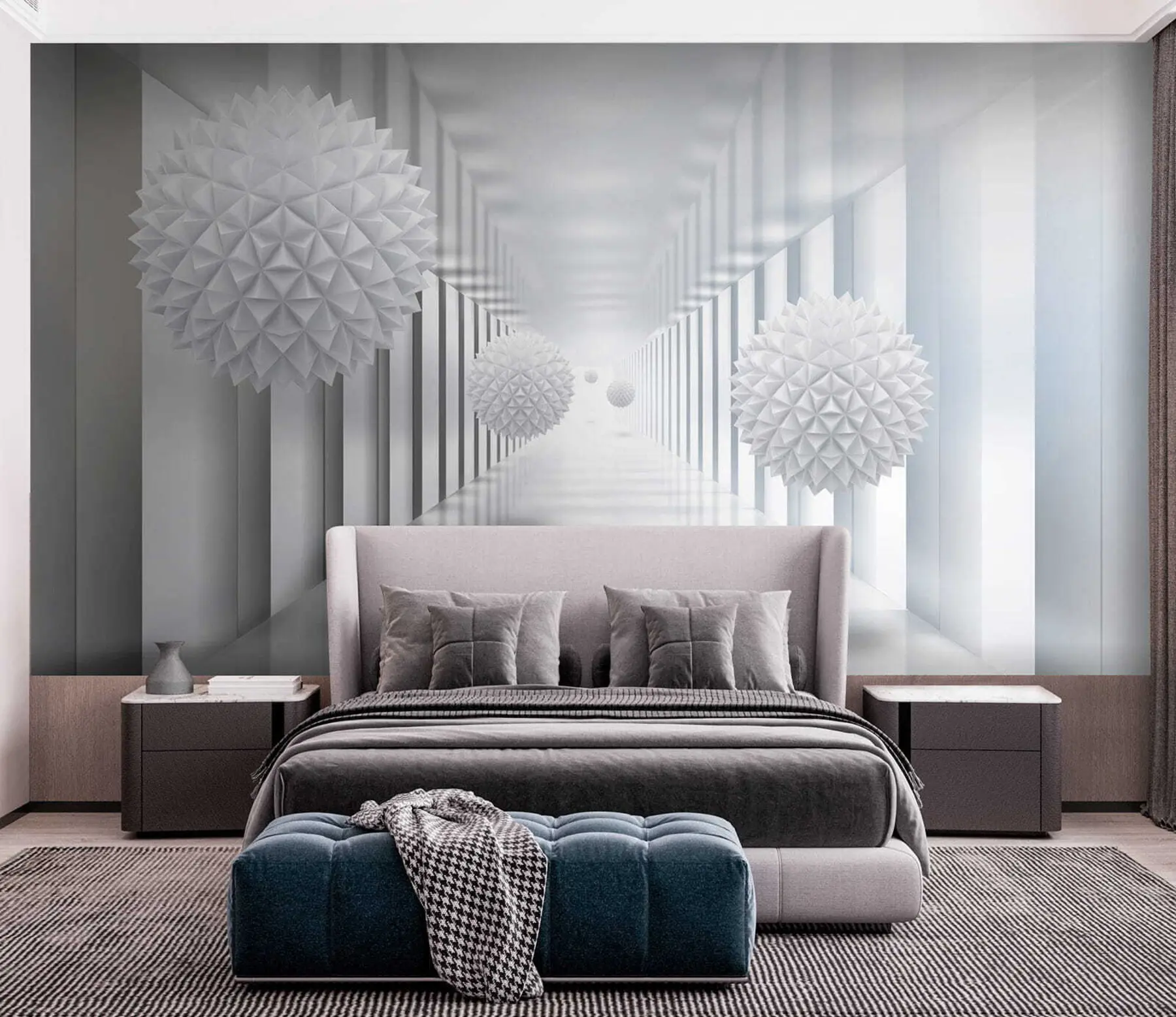 Carta da parati 3D Palle nel tunnel 