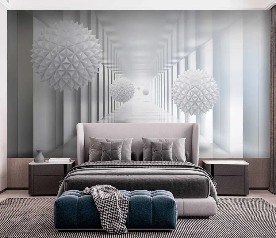 Carta da parati 3D Palle nel tunnel 