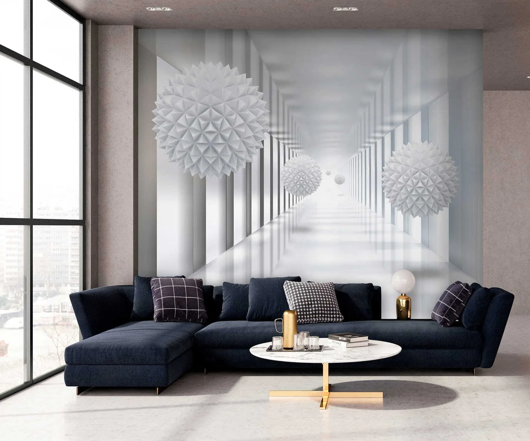 Carta da parati 3D Palle nel tunnel 