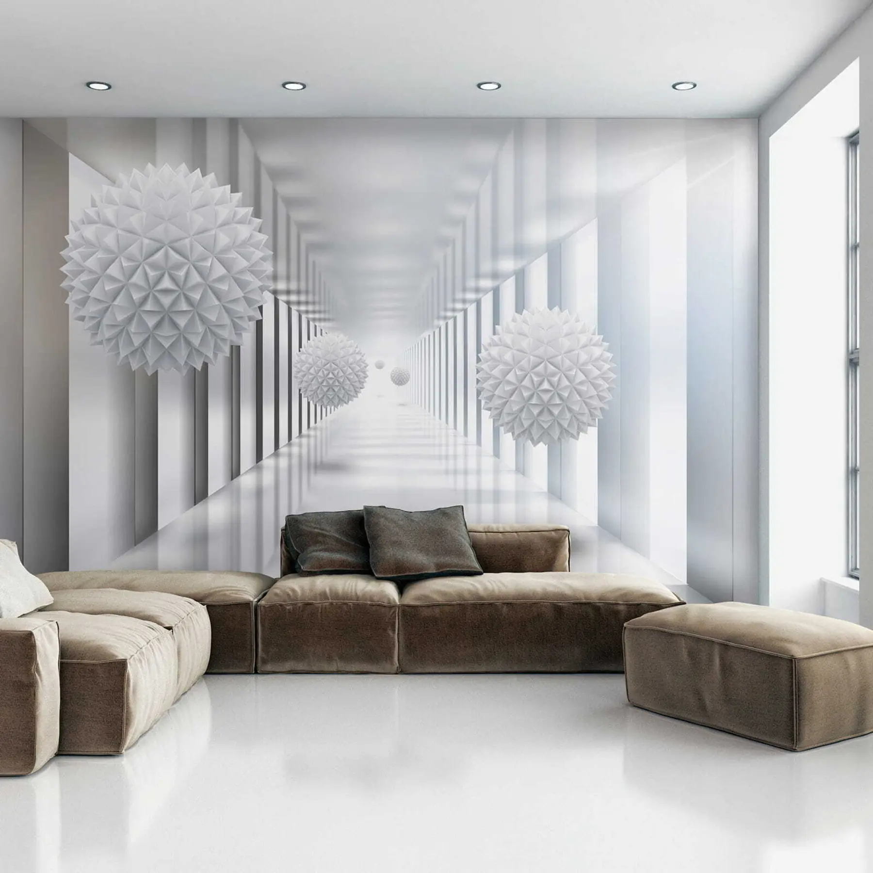 Carta da parati 3D Palle nel tunnel 