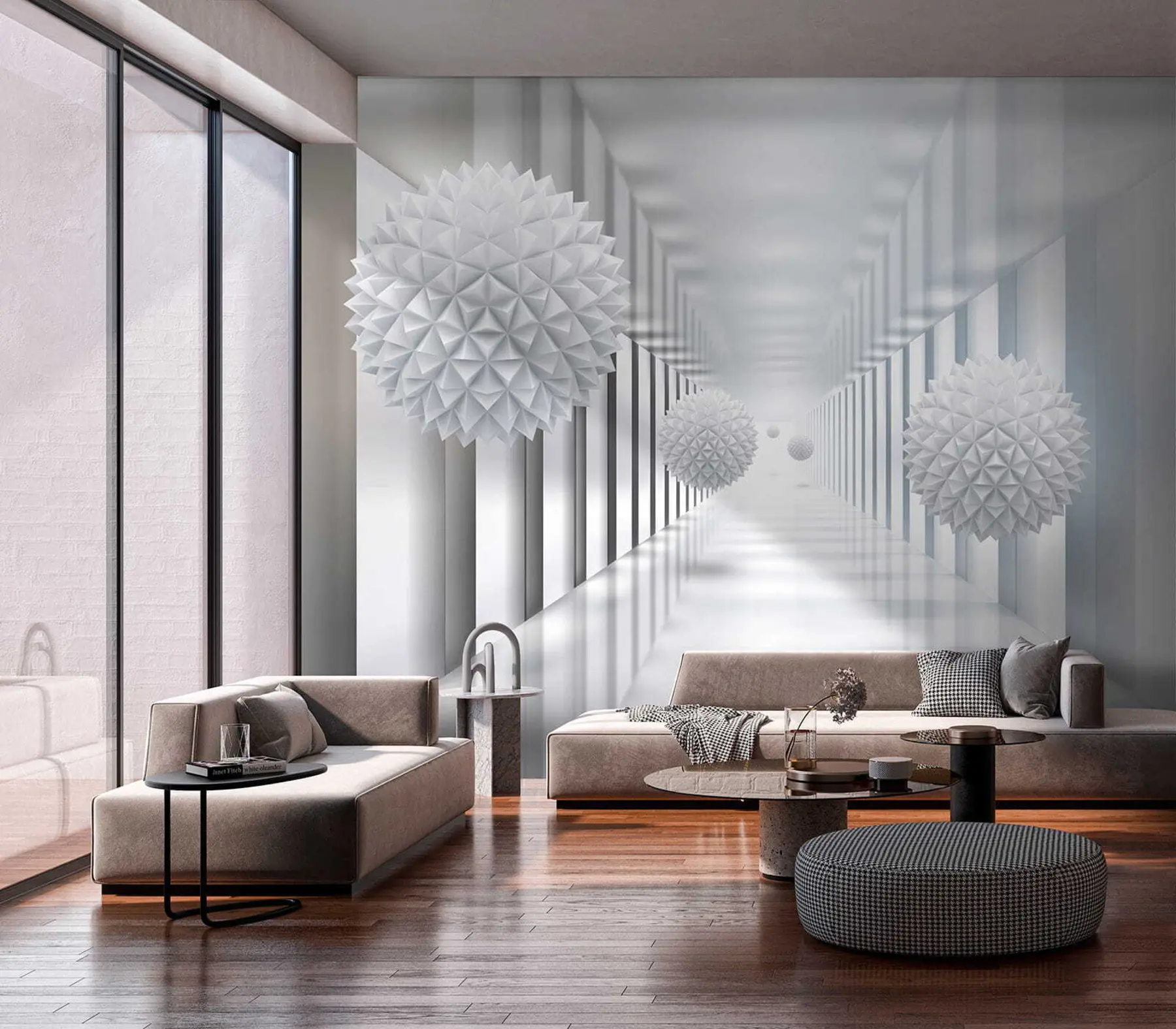 Carta da parati 3D Palle nel tunnel 