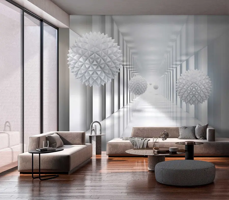 Carta da parati 3D Palle nel tunnel 