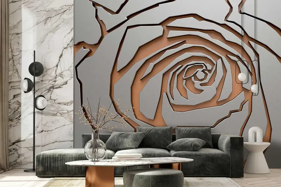 Carta da parati con rose Rosa metallica n. u25163