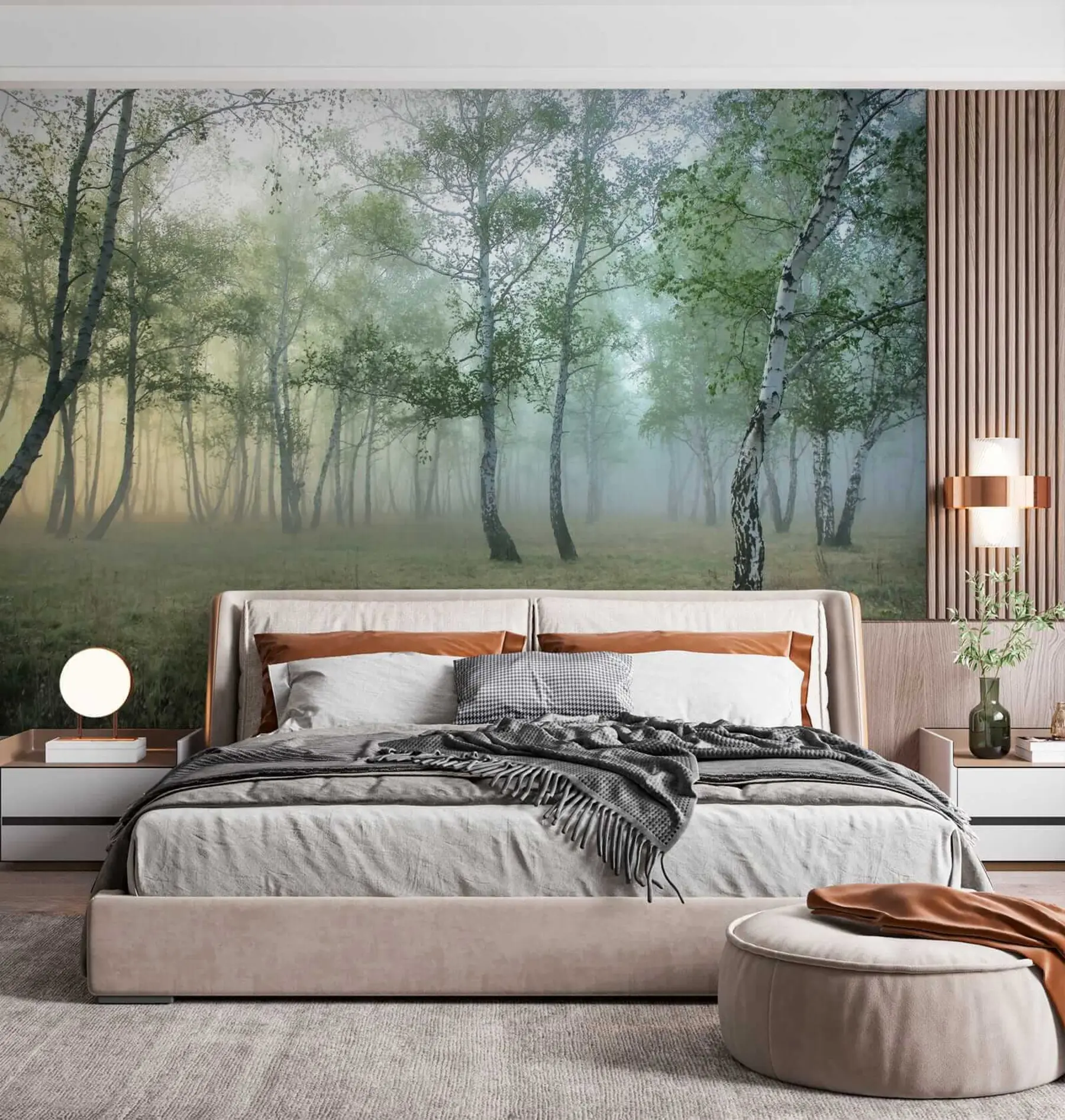 carta da parati Nebbia foresta di betulle nr. u25820