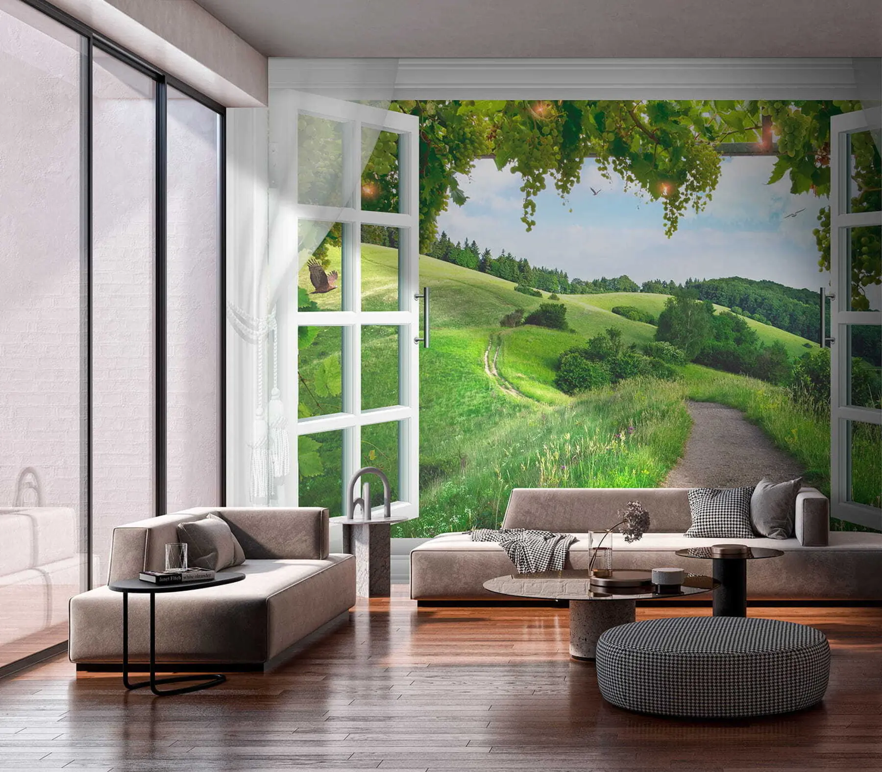 Carta da parati Finestre Vista dalla finestra alla radura