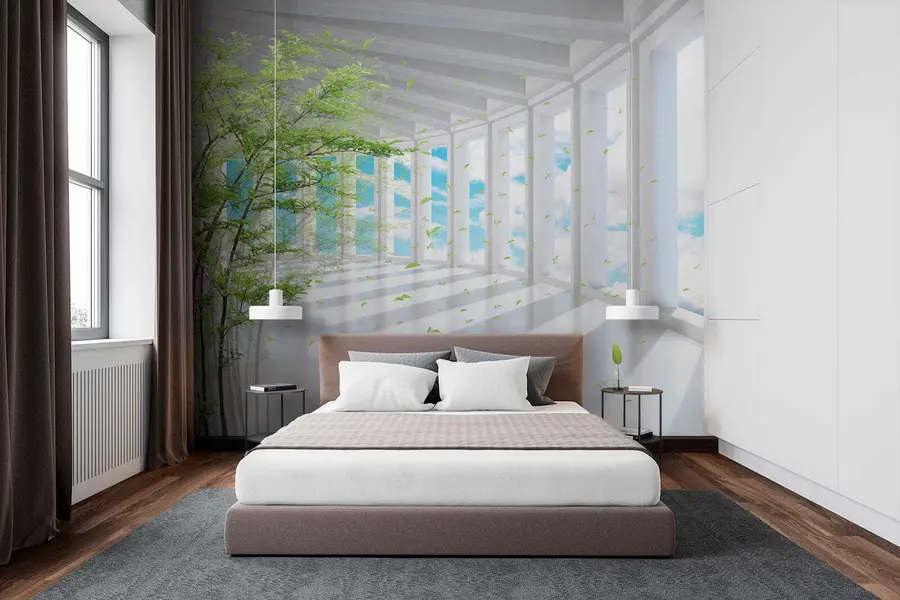 Carta da parati Finestre Tunnel con vista nuvola