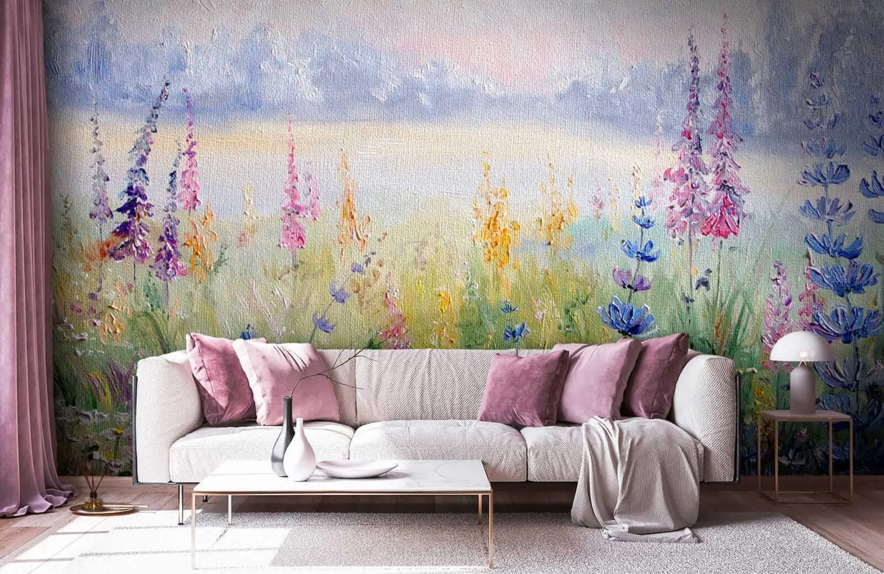 Carta da parati Floreale Prato fiorito, dipinto ad olio n. u30067