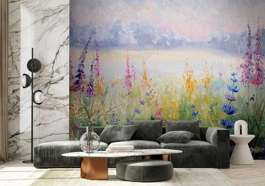 Carta da parati Floreale Prato fiorito, dipinto ad olio n. u30067