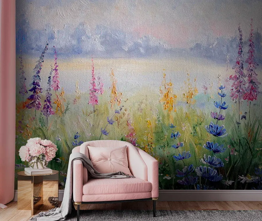 Carta da parati Floreale Prato fiorito, dipinto ad olio n. u30067