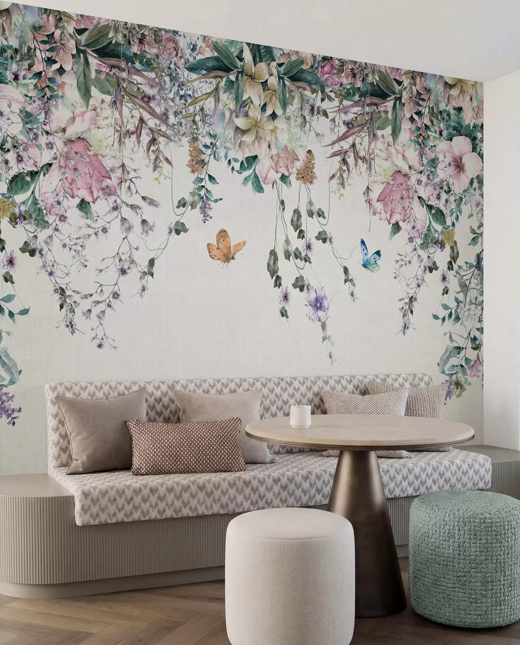 Carta da parati Floreale Fiori e farfalle esotici n. u30601
