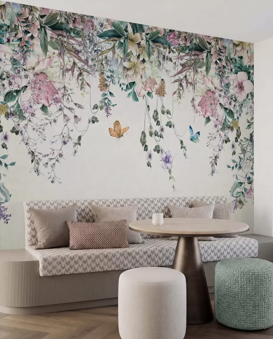 Carta da parati Floreale Fiori e farfalle esotici n. u30601