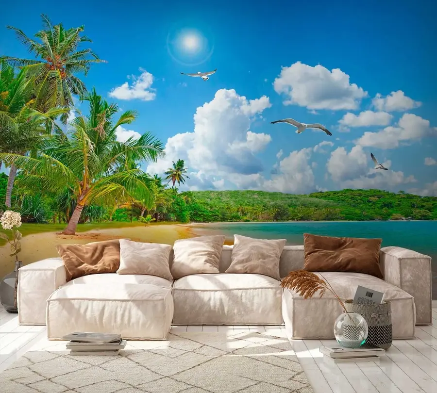 Carta da parati Mare Palme sulla riva