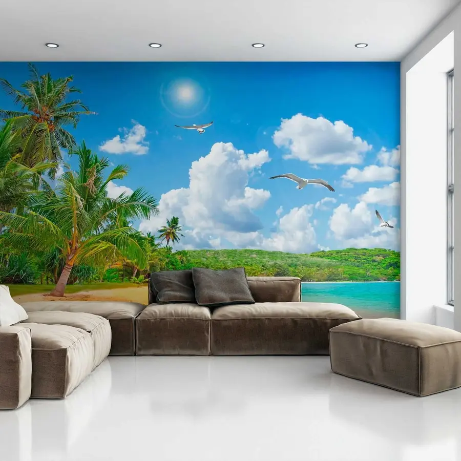 Carta da parati Mare Palme sulla riva