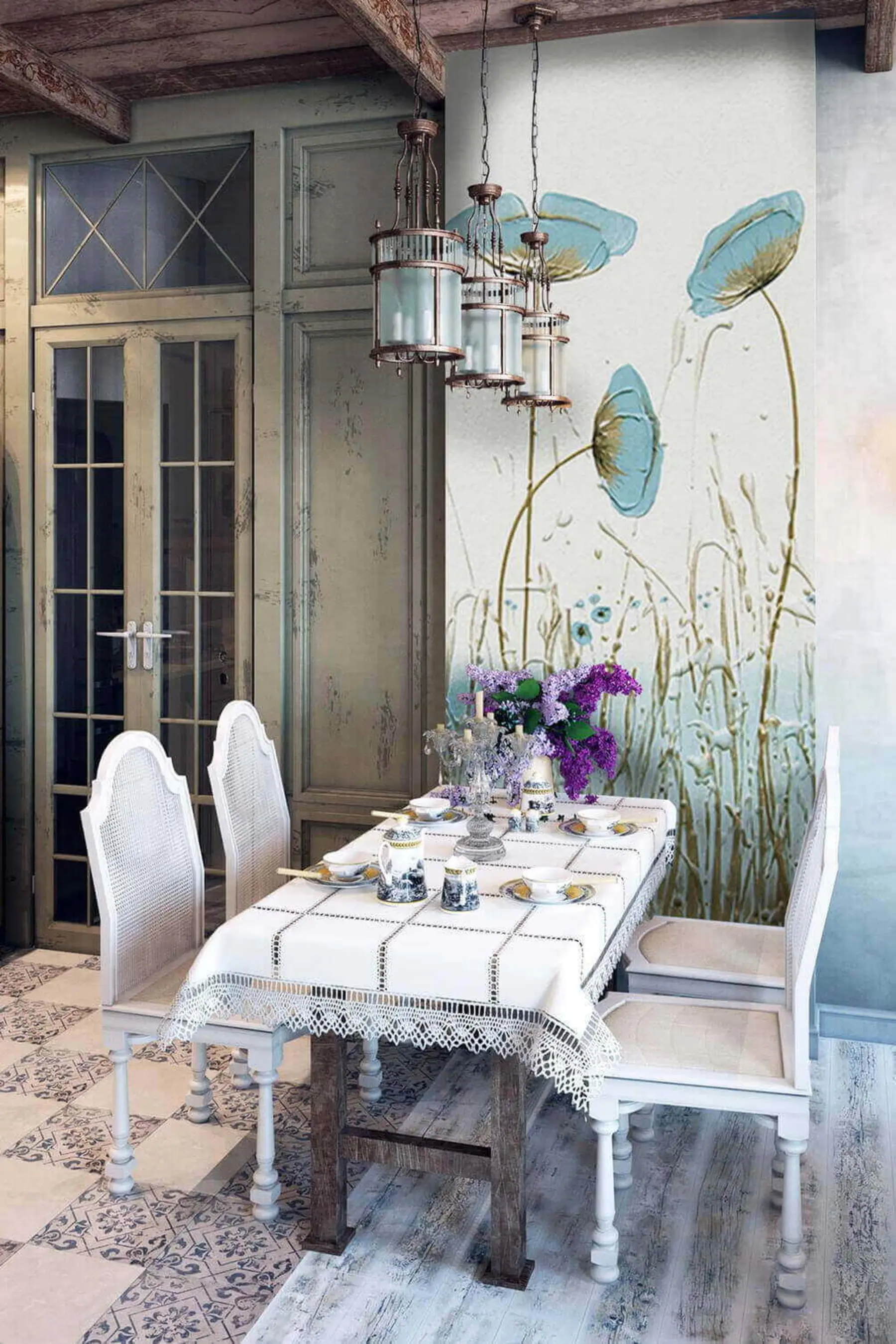 Carta da parati Floreale Papaveri. Dipinti ad olio n. u34867