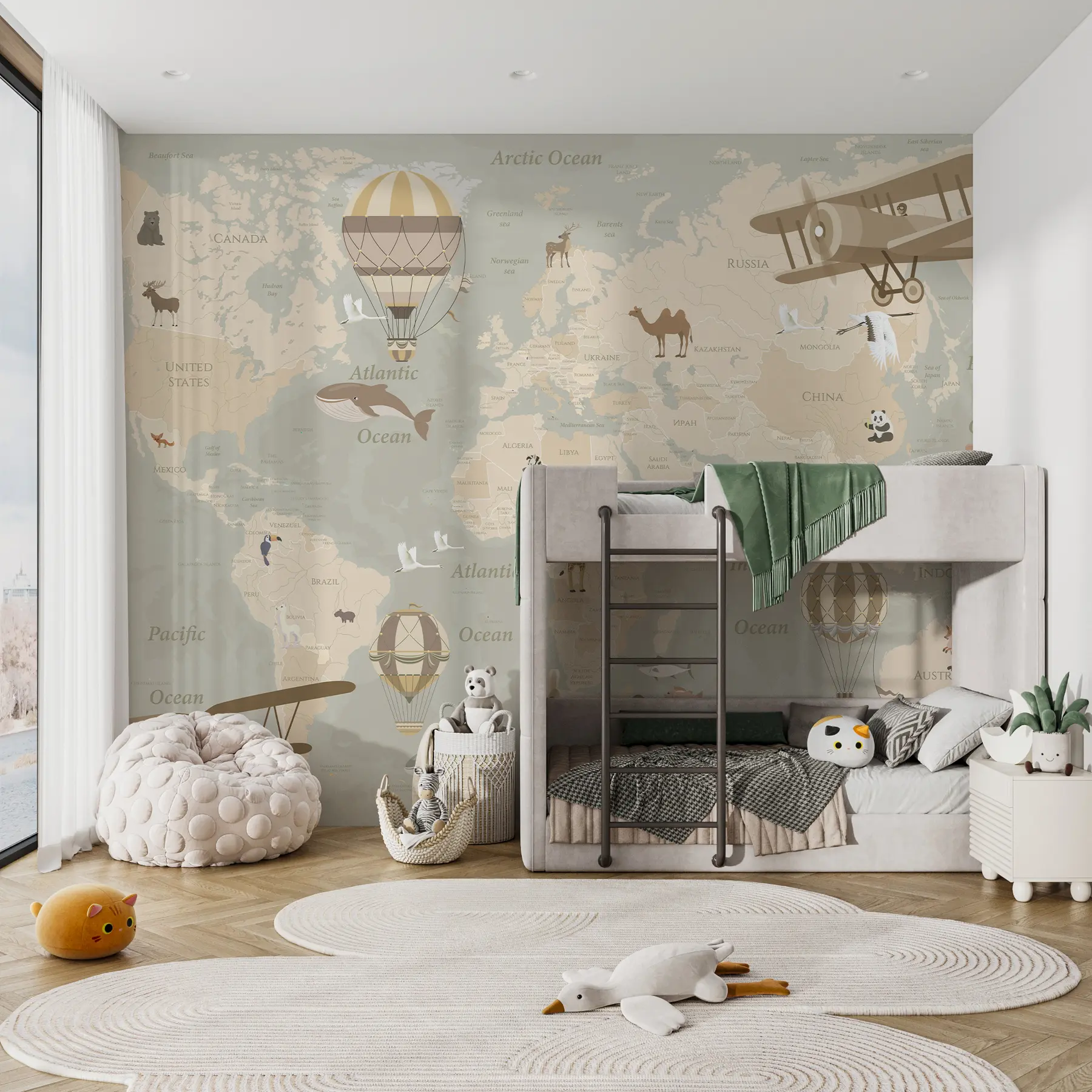 Carta da parati per Bambini Mappa del mondo per bambini 