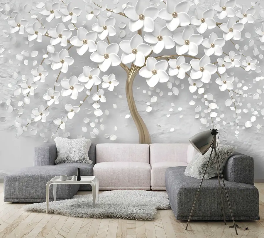 Carta da parati 3D Fiori Albero fiorito con fiori grandi n. u37065