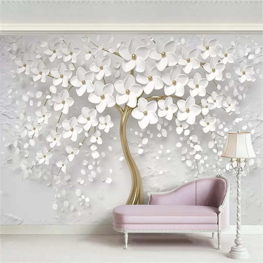 Carta da parati 3D Fiori Albero fiorito con fiori grandi n. u37065