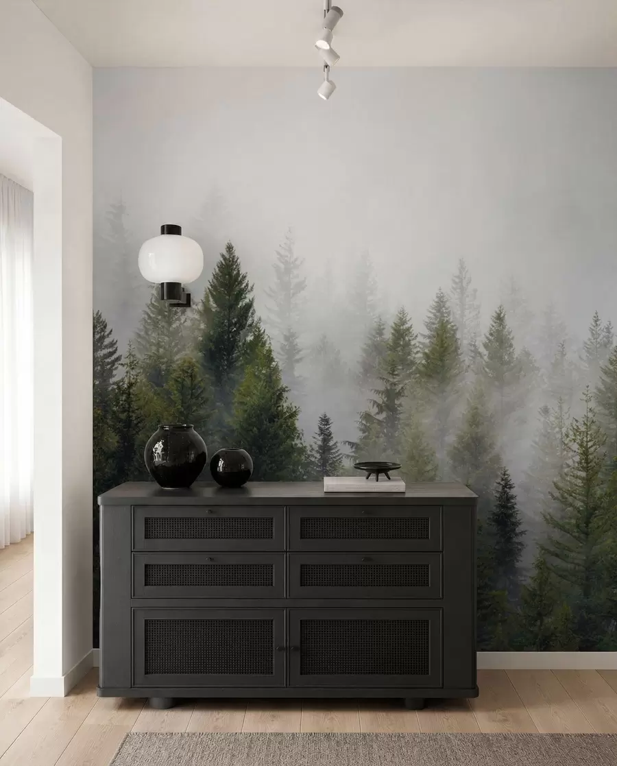 Carta da parati Foresta Nebbiosa Foresta nella nebbia n. u37073
