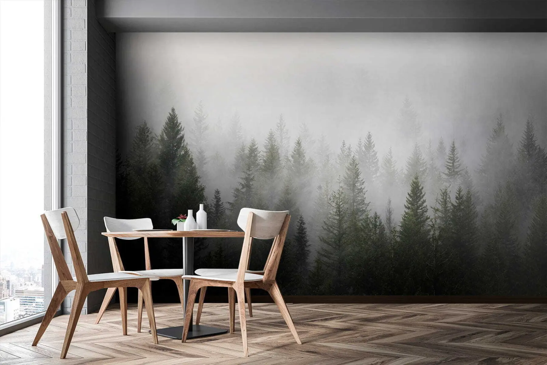 Carta da parati Foresta Nebbiosa Foresta nella nebbia n. u37073