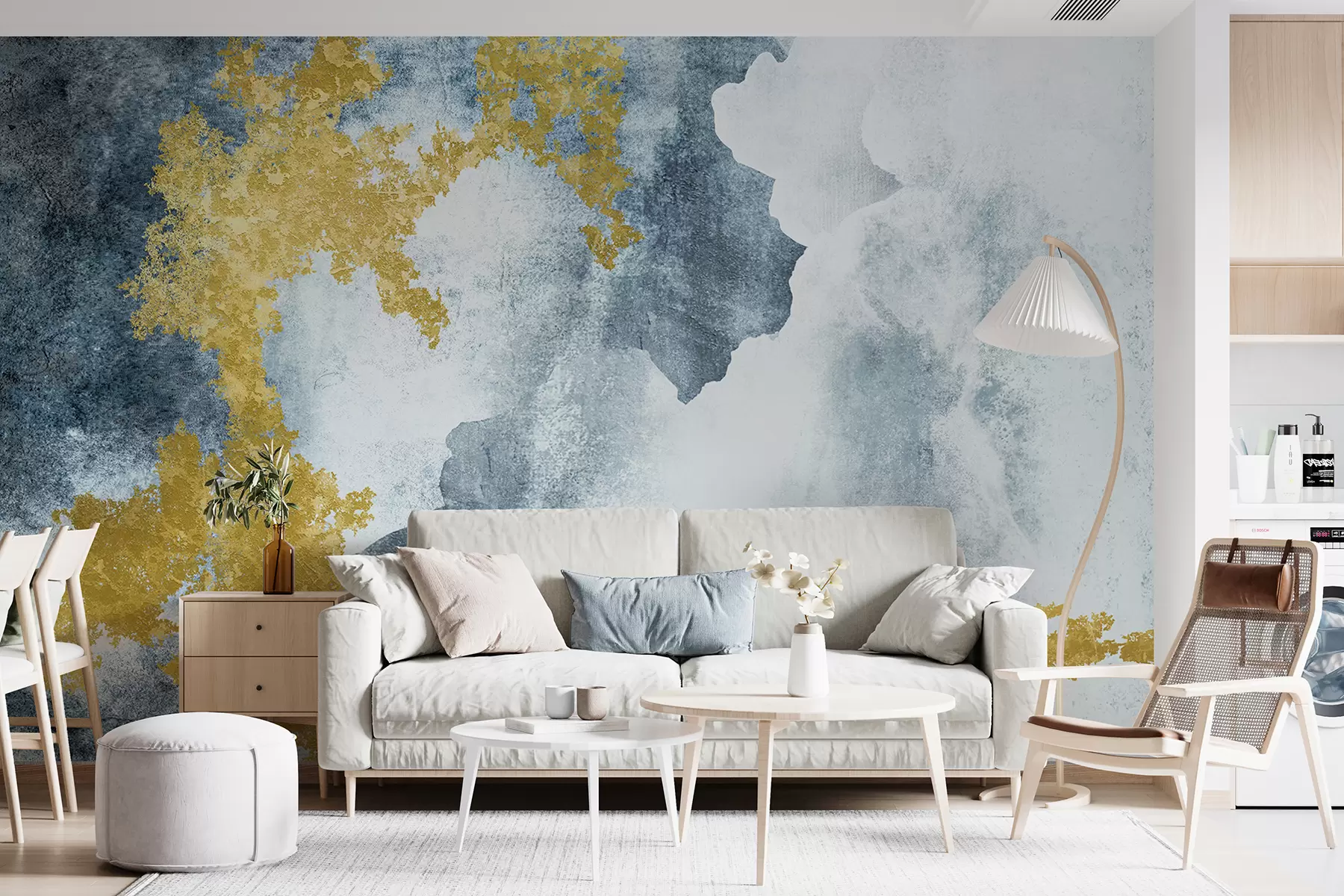 carta da parati Muro vecchio grigio cemento con crepe nr. u40833